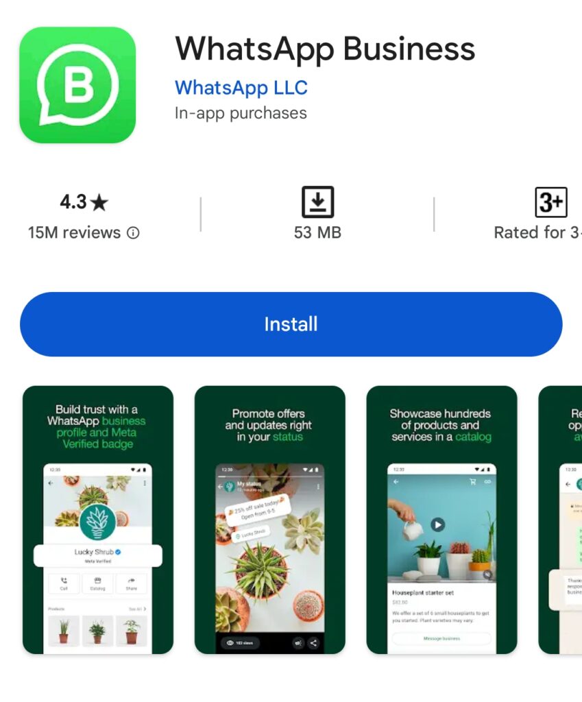 Download the whatsapp business app from Google Playstore